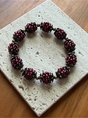 Handcrafted Burgundy Bead Stretch Bracelet